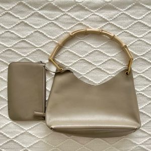 Gucci vintage taupe leather tote